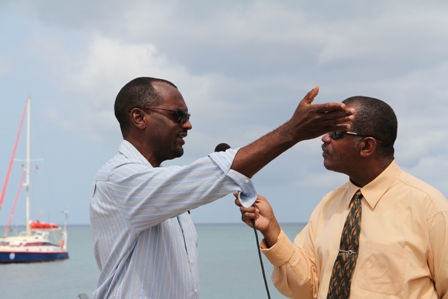 Permanent Secretary in the Ministry of Agriculture in the Nevis Island Administration Dr. Kelvin Daly being interviewed recently by host of Eye on Agriculture on NTV channel 8 Mr. Eric Evelyn